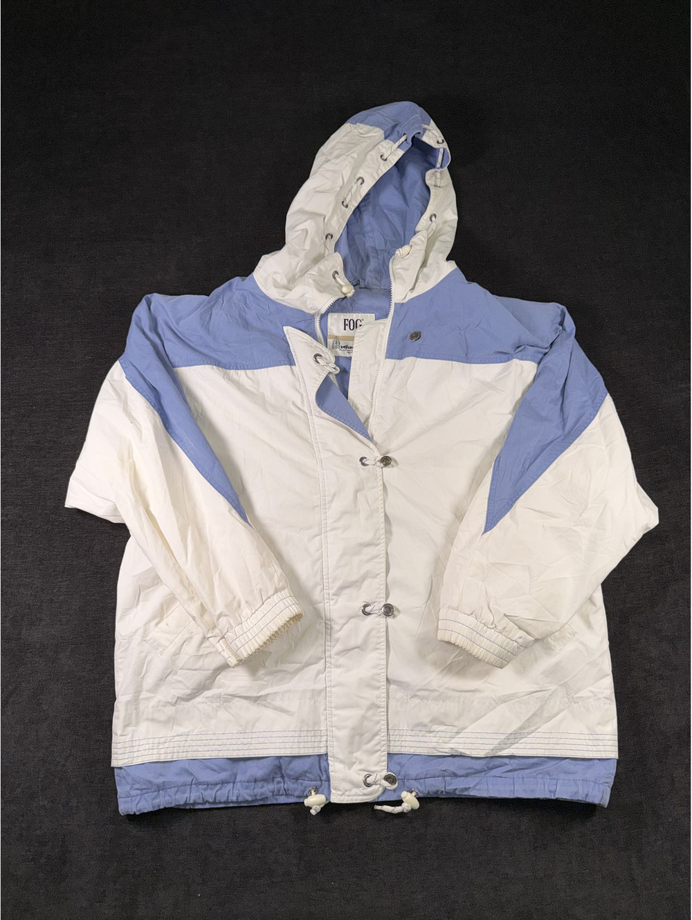 London Fog Vintage Colorblock Hooded Windbreaker Jacket Large